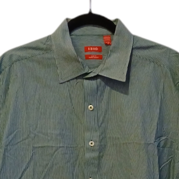 IZOD Green Striped Button Down Shirt Men's Size XL - Picture 2 of 6